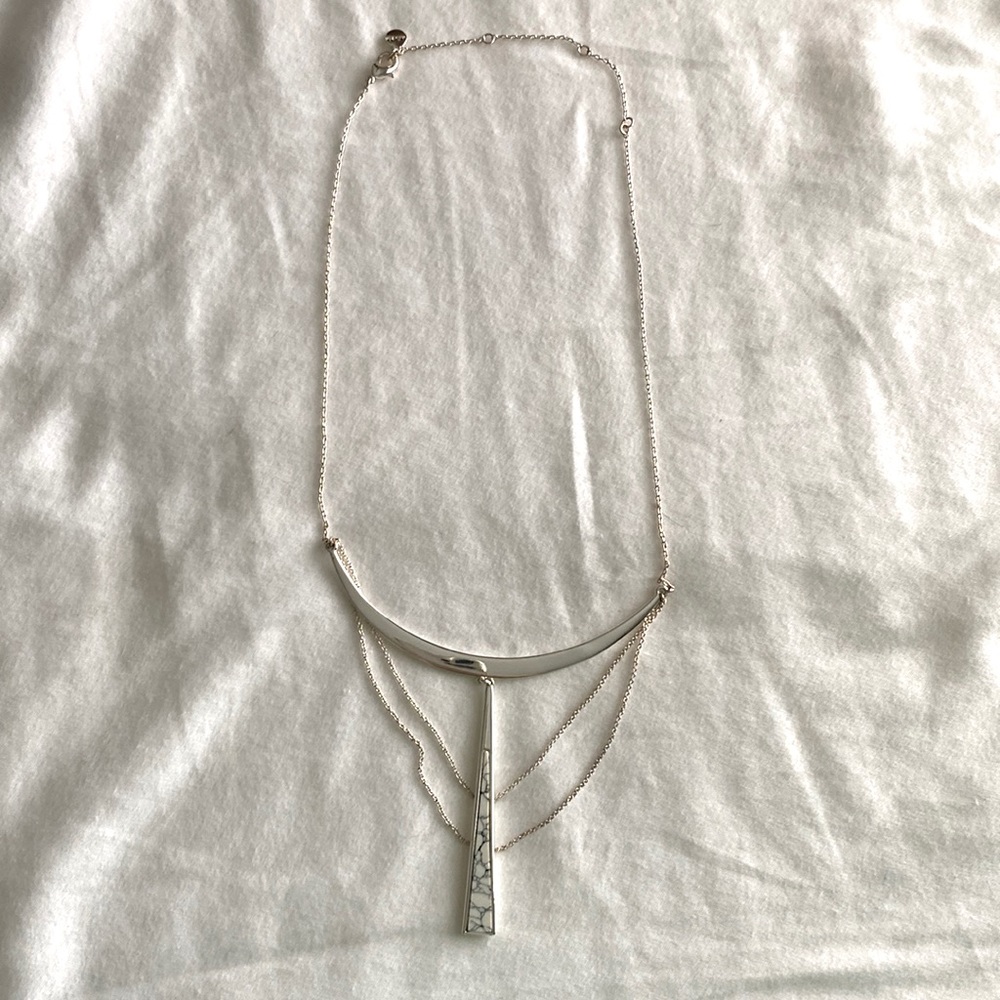 Stella & Dot silver and white marbled necklace - reversible